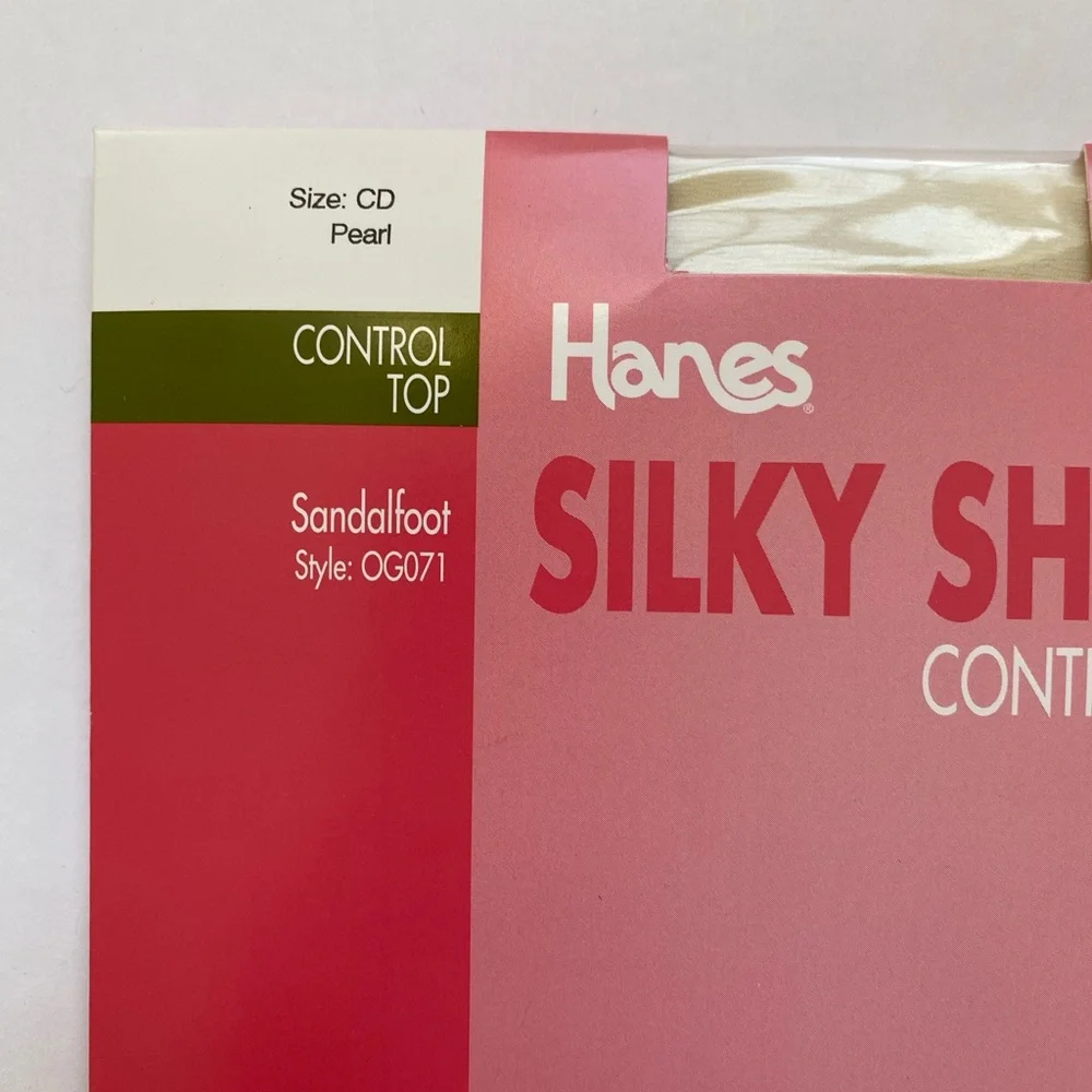 Hanes Silky Sheer Control‎ Top Sandalfoot Pantyhose Pearl Barely Black CD